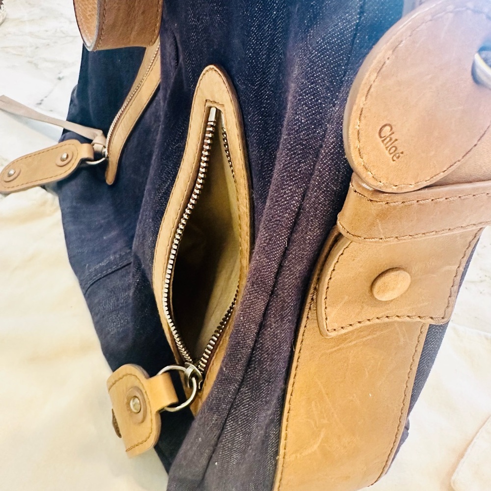 Chloe Denim & Tan Tote with Coordinating Wallet! - Picture 2 of 5